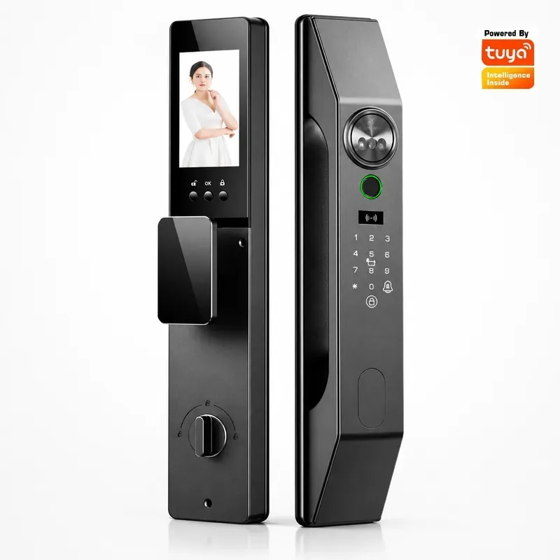 Smart Home Door Lock - 多言語対応、顔認識、パスワード、指紋認証機能を備えたスマートホーム用ドアロック。盗難防止機能、電子ロック、遠隔監視機能付き。