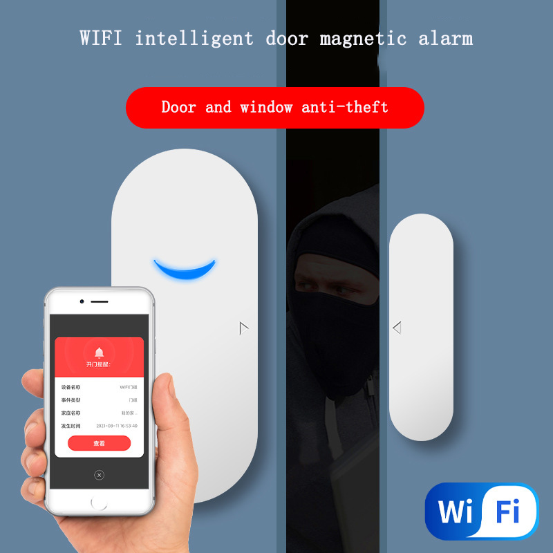 Wireless Door Sensor - 窓ガレージワイヤレスセンサーリモート盗難防止検知アラームWi-Fiインテリジェントドア磁気検出器Tuya APP連携スイッチ