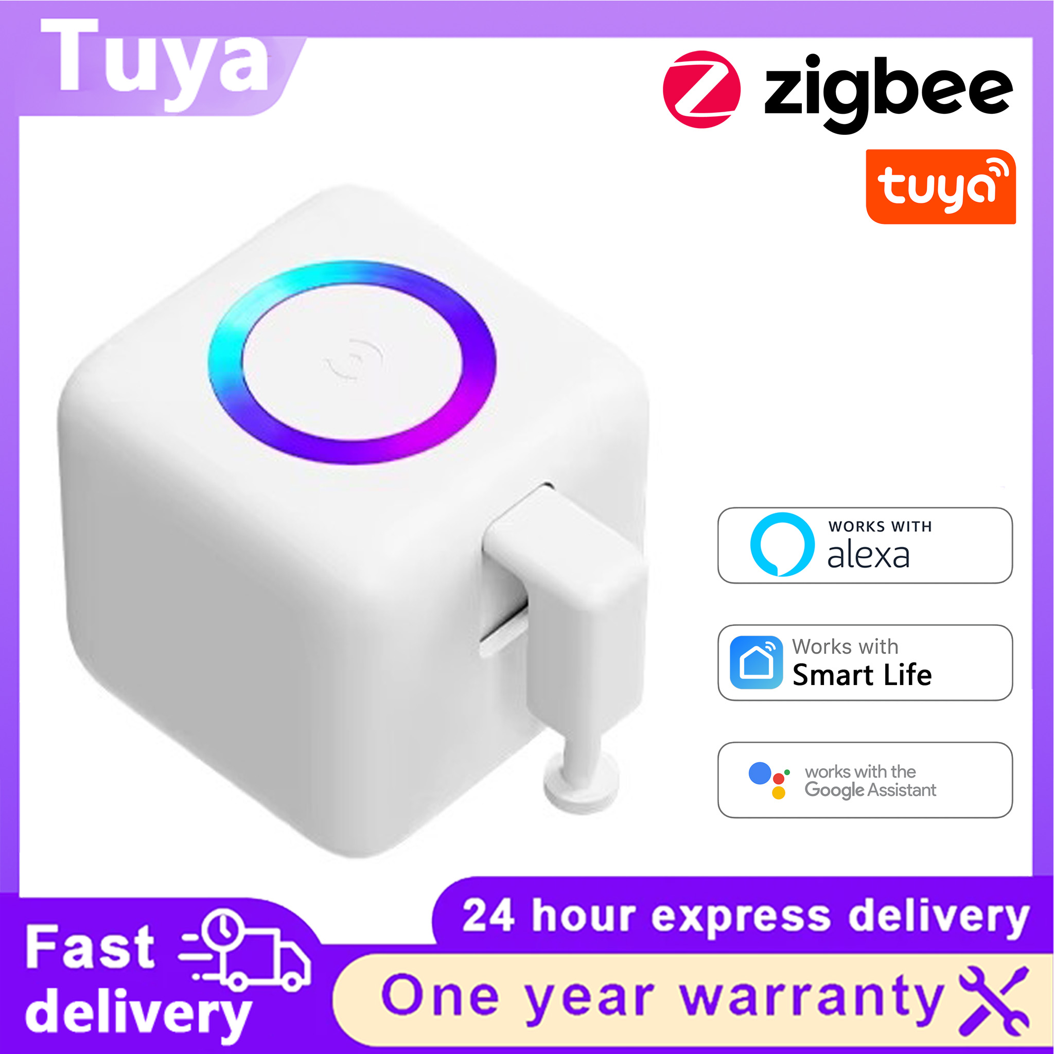 Smart Home Plus - Type-C充電式、Tuya Zigbee対応、指で操作できるスマートタッチロボットボタン、アームスイッチ。Alexa、Google Home、Aliceに対応。