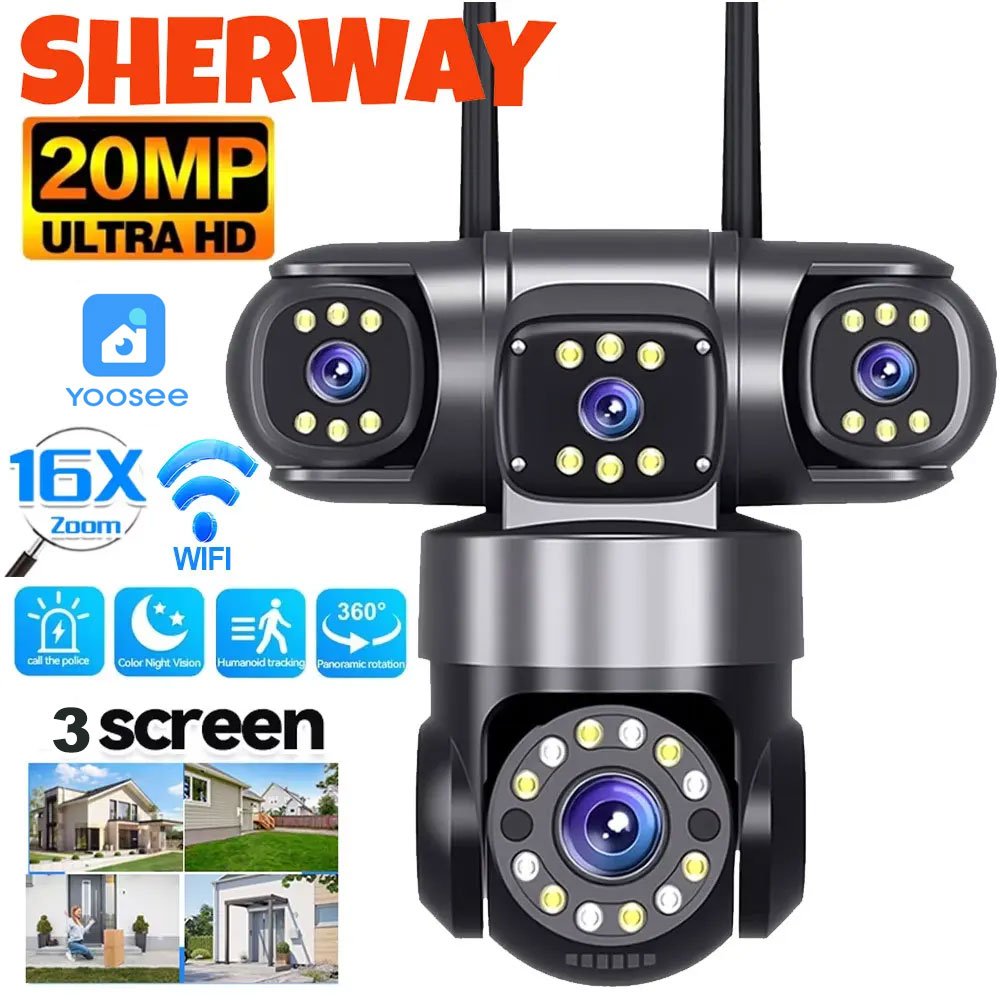 Smart Home Camera Ezviz - 10K 20MP 家庭用セキュリティ屋外WiFiカメラ 4レンズ 3画面 360度