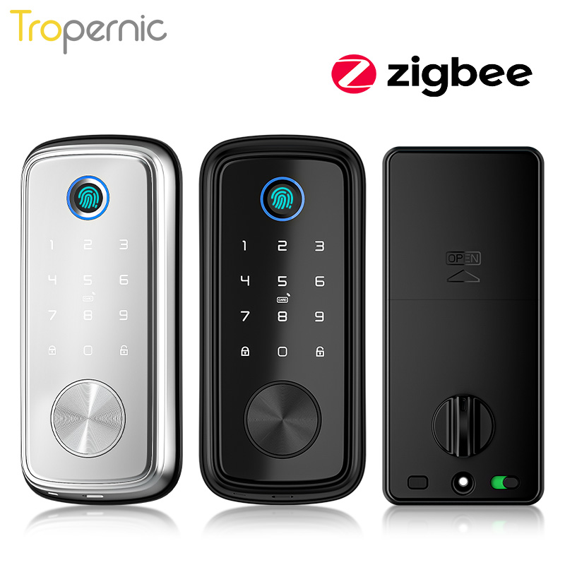 Smart Home Door Lock - Tuya Zigbeeドアとデッドボルトの生体認証ロック,指紋ロック,パスワードコード,スマートホームアプリケーションによるロック解除