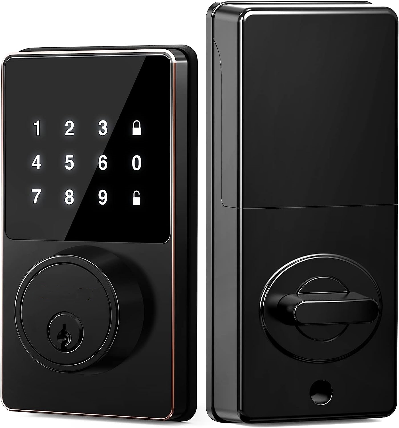 Smart Home Door Lock - パスワード付きスマートロック、タッチスクリーンキーパッド付きキーレスエントリードアロック、取り付け簡単、アプリロック解除、50ユーザー用コード