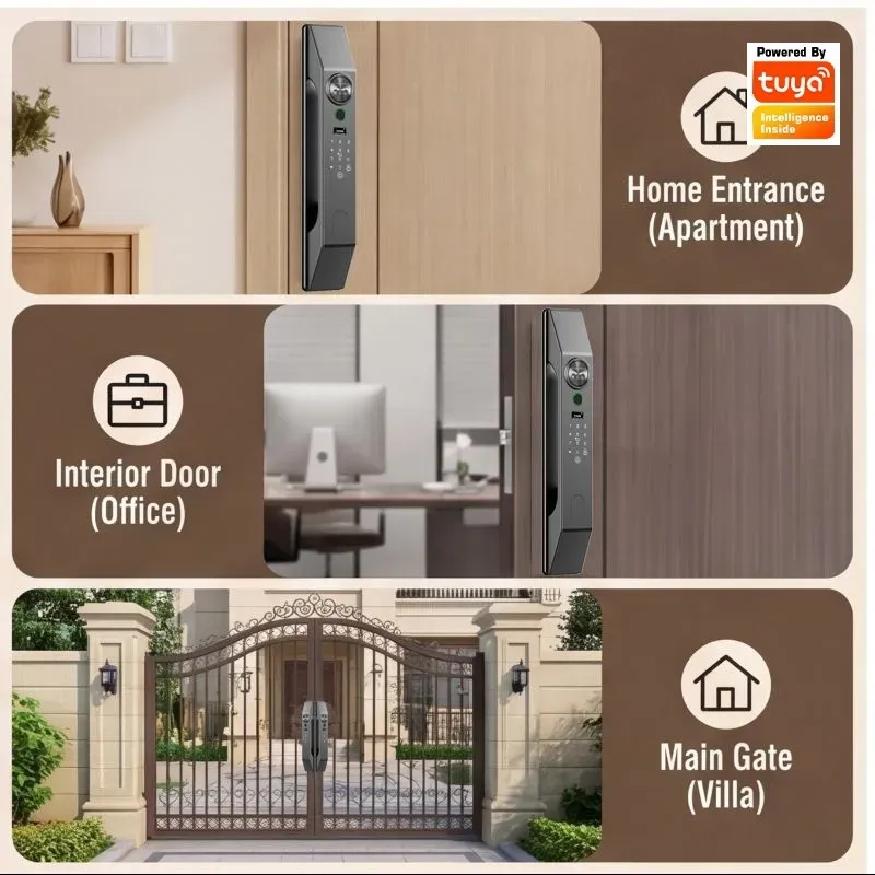 多言語対応、顔認識、パスワード、指紋認証機能を備えたスマート - Smart Home Door Lock のレビューと価格