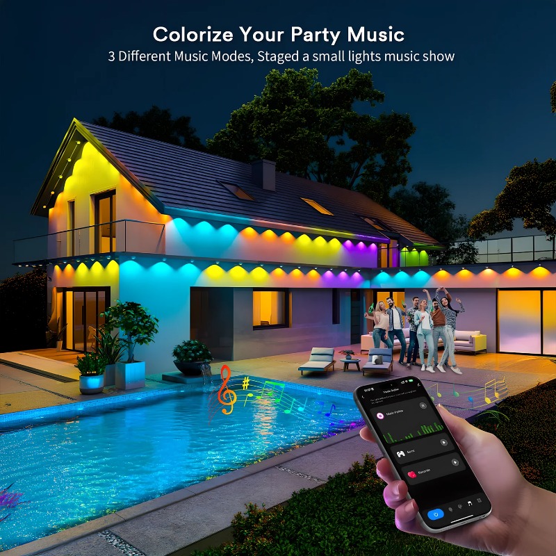 150フィート90LEDスマートRGBIC常設屋外軒先ストリ - Smart Home Yellow のレビューと価格