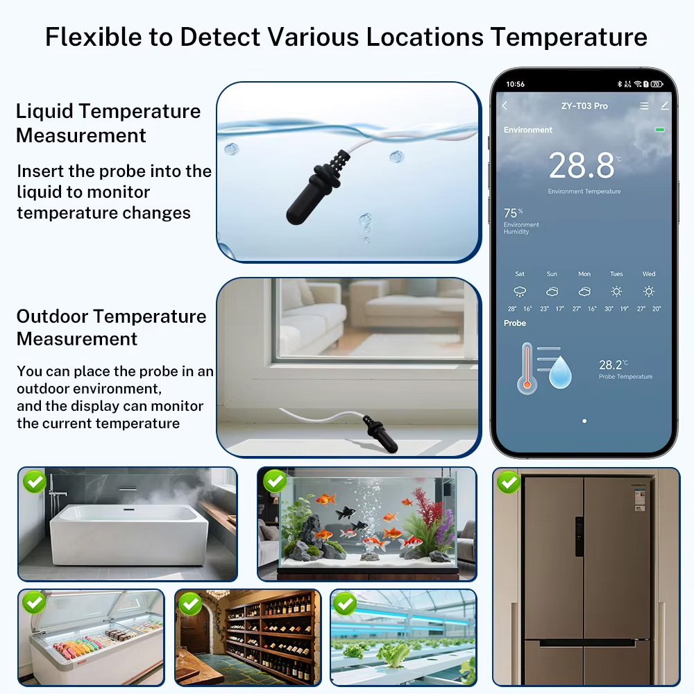 外部防水プローブ温度湿度センサー Tuya WiFi LCD - Temperature Sensor のレビューと価格