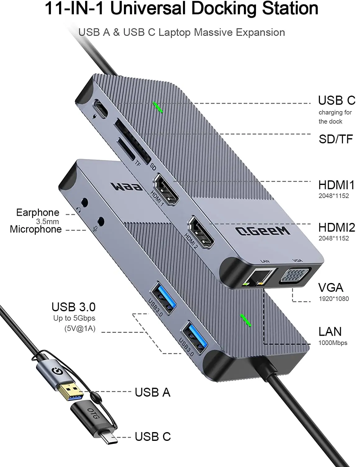 QGeeM USB 3.0 ドッキングステーション、トリプル - Smart Home Hub 2 のレビューと価格