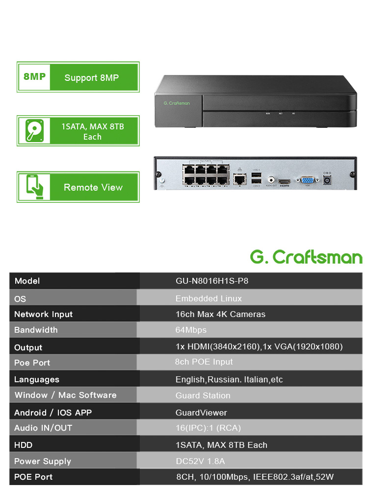 C-U、8CH POE ネットワークビデオレコーダー 4K  - Smart Home Microsoft のレビューと価格