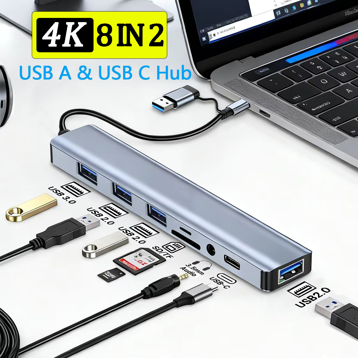 8in2 USB Cハブ拡張マルチポートアダプター タイプC - Smart Home Hub 2 のレビューと価格