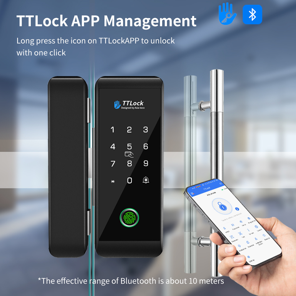TTLOCK スマートガラスロック 指紋認証 13.56MH - Smart Home Door Lock のレビューと価格